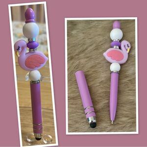 Touch Screen Beaded Stylus Pen, IPad Stylus Beaded Ballpoint Pen,  (Flamingo)